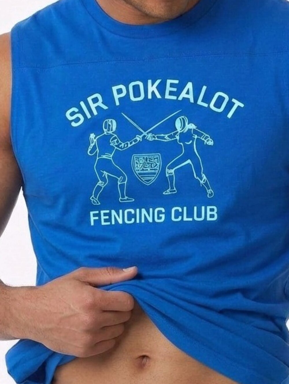 Nwt Banned Y2K Hollister Blue Humor Innuendo Fencing Muscle Tank Sir Pokealot M